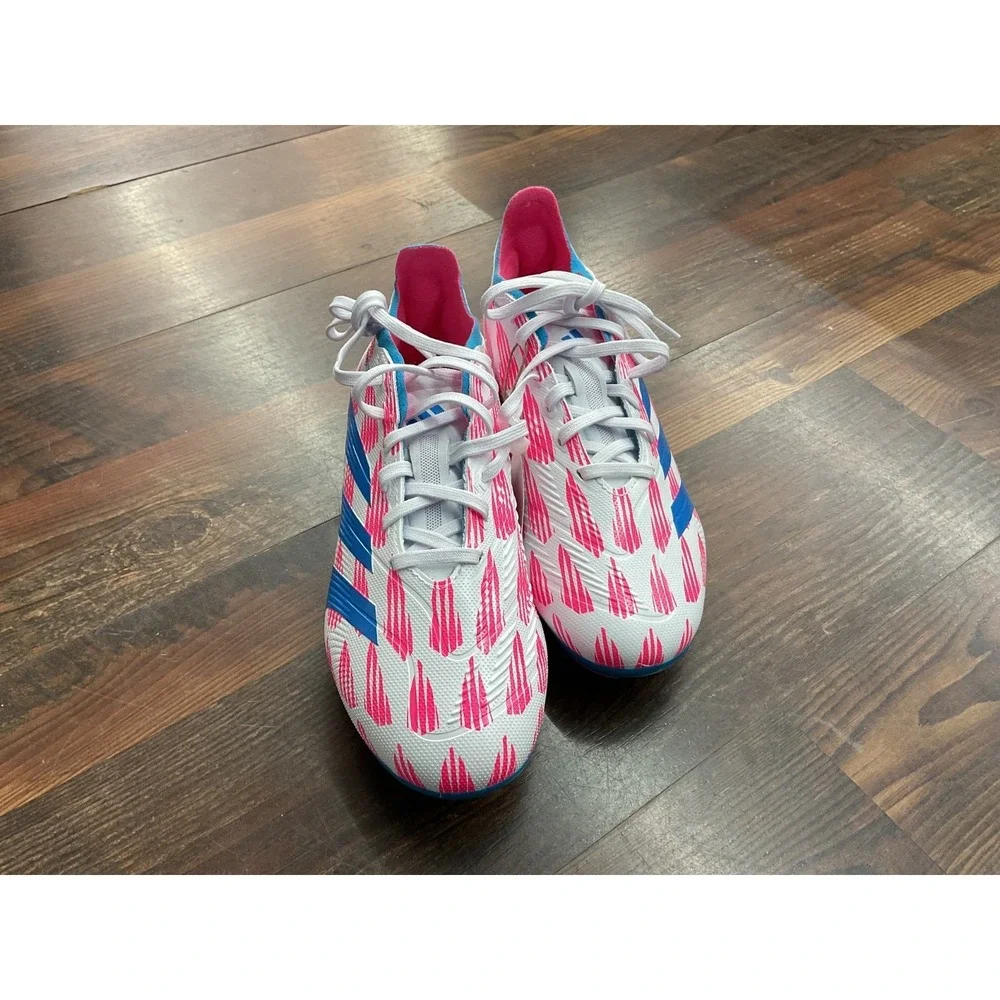 Adidas Predator Youth 5.5 Soccer Cleats‎ White Pink Blue Firm Ground